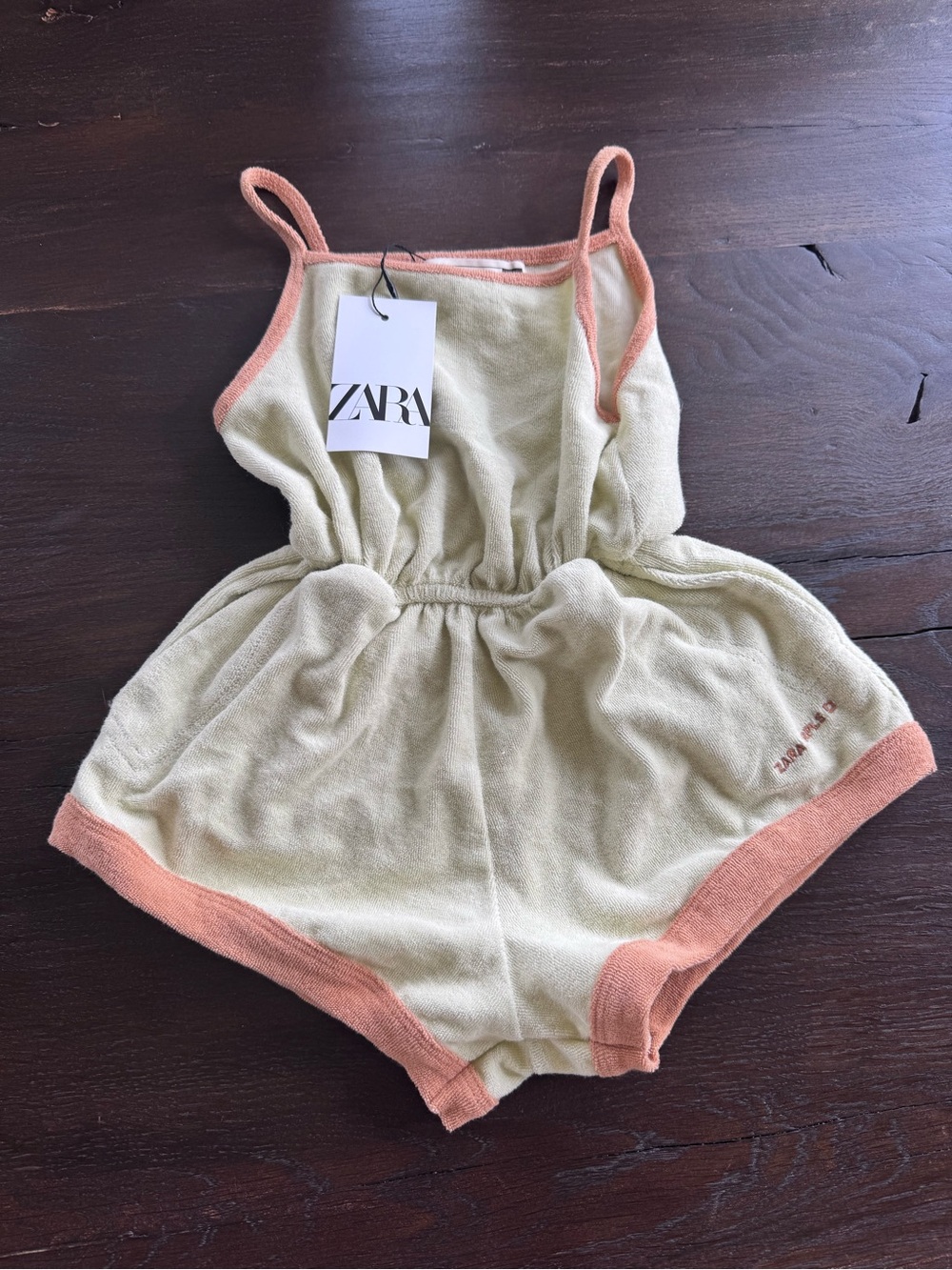 ZARA Terry Romper with Peach Trim NWT